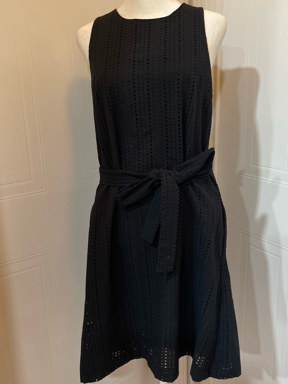Banana Republic Black Eyelet Tie-Waist Mini Dress Size 4